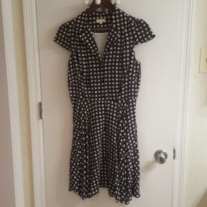 Shoshanna navy and ecru print silk shirtdress